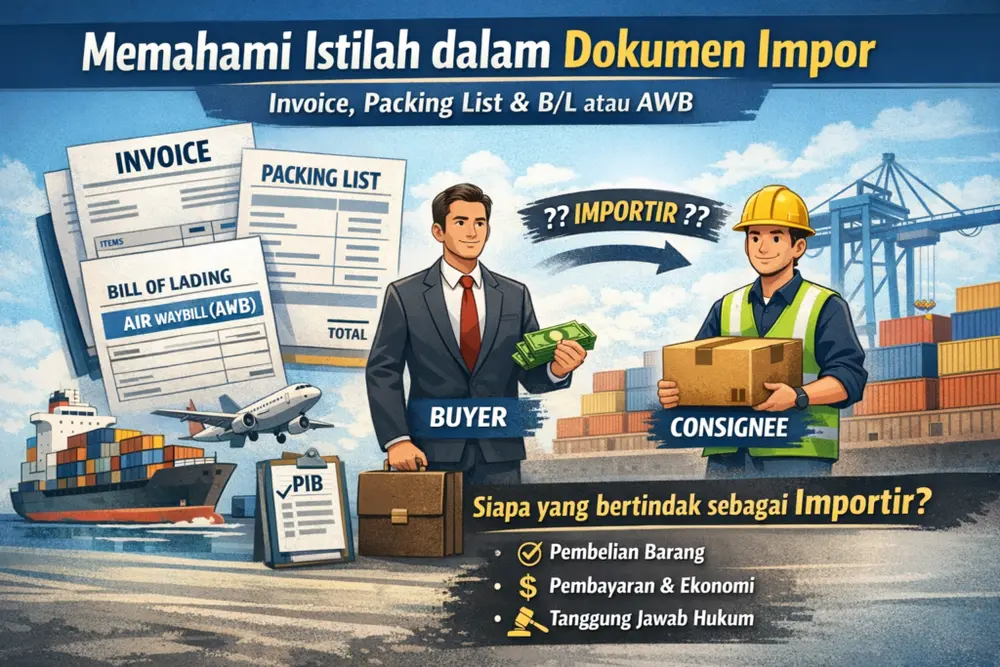 Ilustrasi dokumen impor invoice packing list bill of lading dan airway bill dalam proses kepabeanan