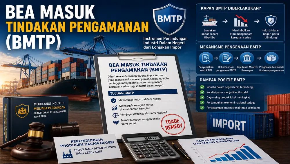 Ilustrasi Bea Masuk Tindakan Pengamanan (BMTP) sebagai bea masuk tambahan yang dikenakan untuk melindungi industri dalam negeri dari lonjakan impor yang menyebabkan atau mengancam kerugian serius.