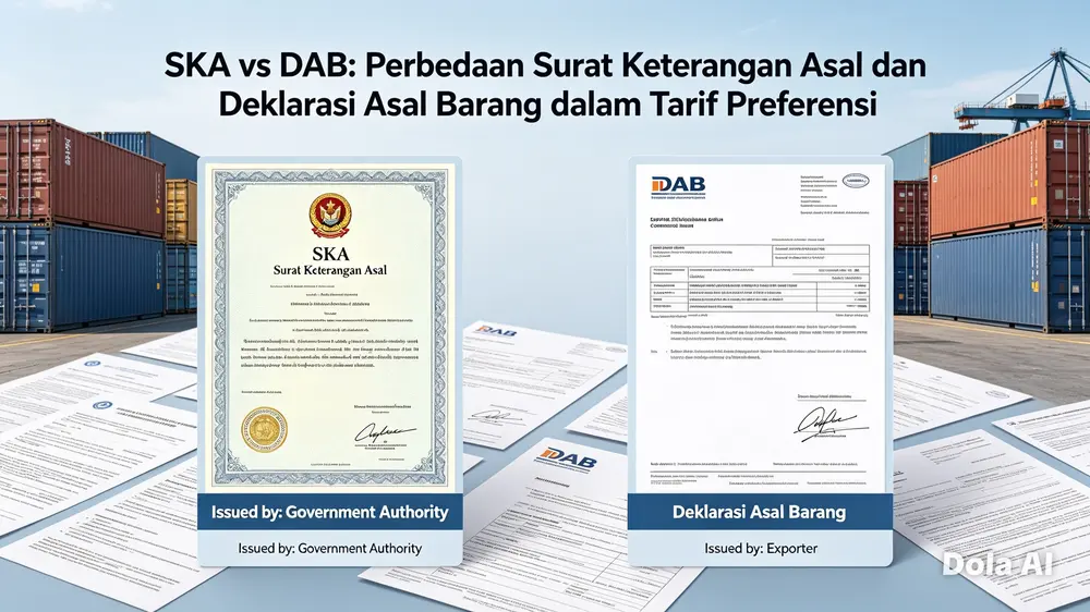 Ilustrasi perbandingan Surat Keterangan Asal (SKA) dan Deklarasi Asal Barang (DAB)